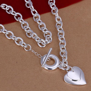 "Tiffany Style" Double Heart Necklace & Bracelet Set