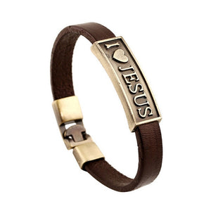 I LOVE JESUS Bracelet w/ Leather Band