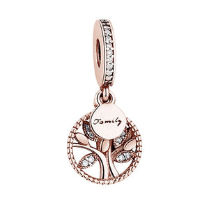 925 Sterling Silver & Rose Color Pandora Style Charms