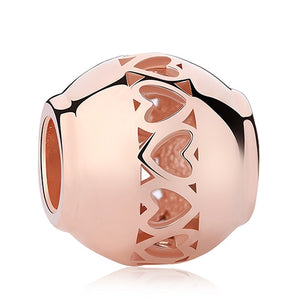 925 Sterling Silver & Rose Color Pandora Style Charms