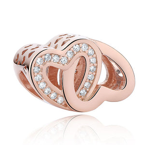 925 Sterling Silver & Rose Color Pandora Style Charms