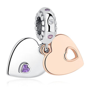 925 Sterling Silver & Rose Color Pandora Style Charms