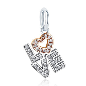 925 Sterling Silver & Rose Color Pandora Style Charms