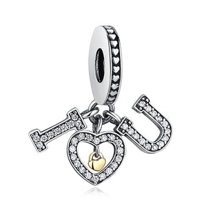 925 Sterling Silver & Rose Color Pandora Style Charms