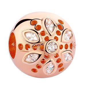 925 Sterling Silver & Rose Color Pandora Style Charms
