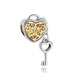 925 Sterling Silver & Rose Color Pandora Style Charms